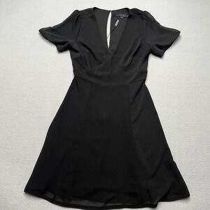 New AllSaints Lucia Dress Black V-Neck ShortSleeve Mini Fit & Flare 4 WD401P